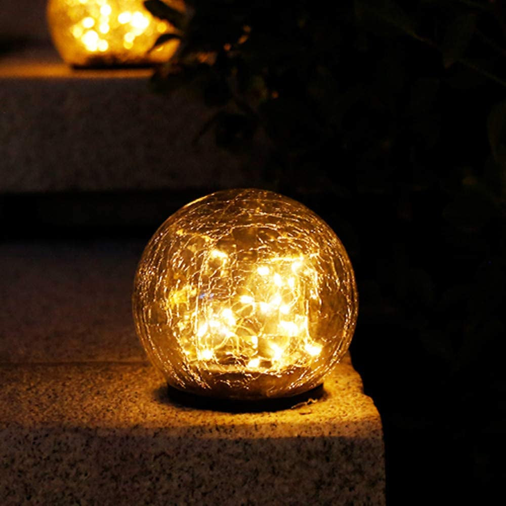 Solar-Powered Cracked Glass Ball Lights