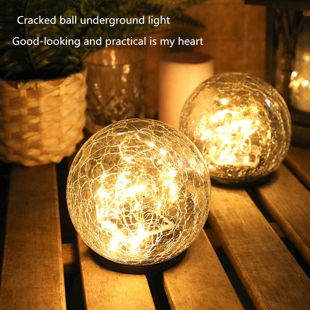 Solar-Powered Cracked Glass Ball Lights