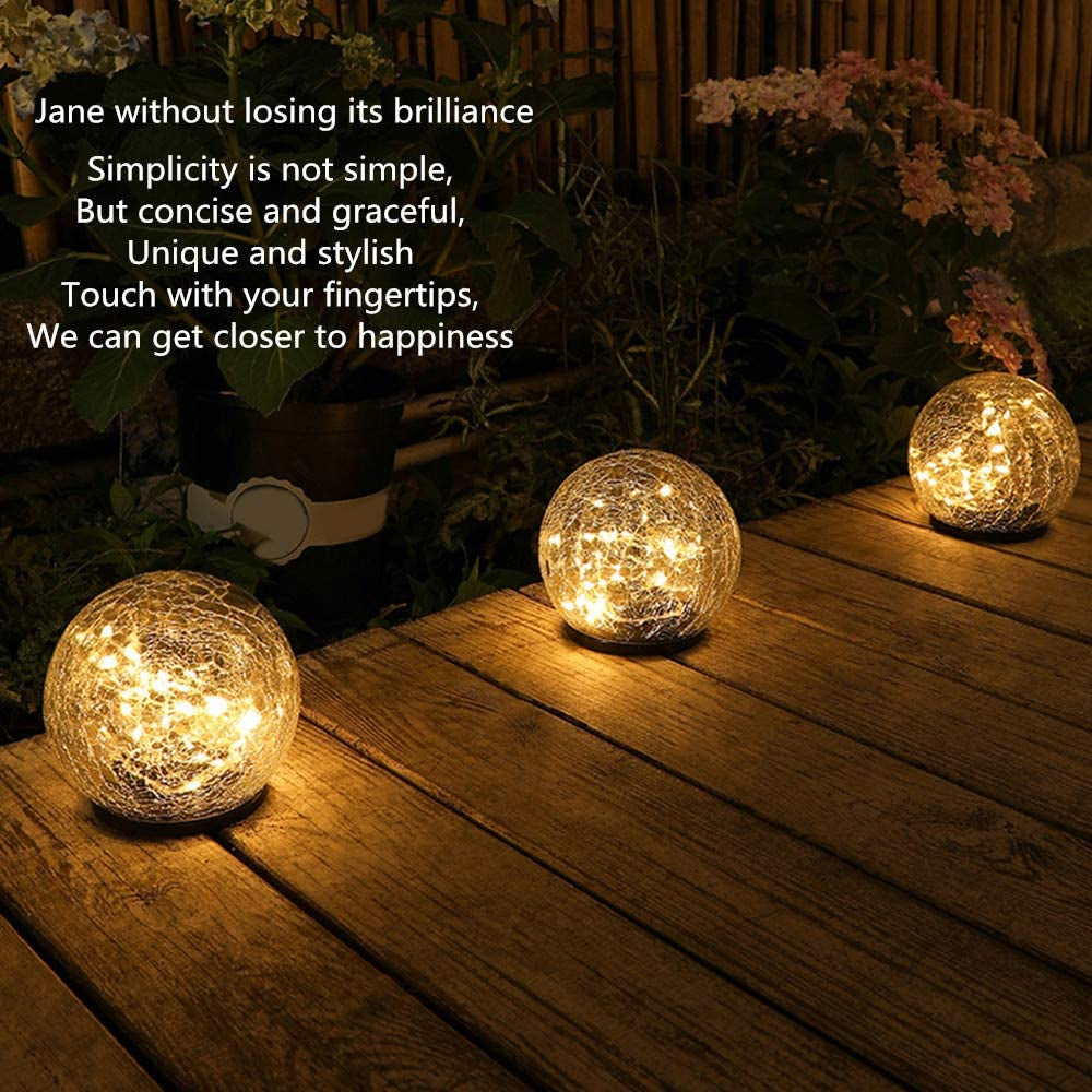 Solar-Powered Cracked Glass Ball Lights