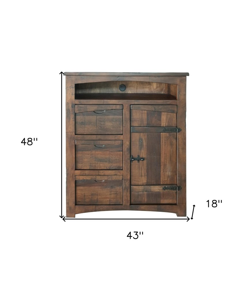 43" Brown Solid Wood Gentleman’s Chest – Rustic Charm, Lasting Function