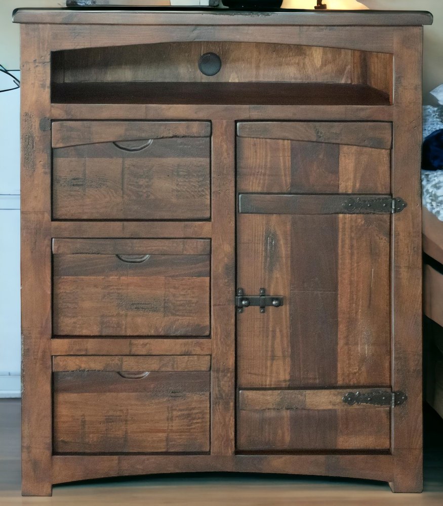 43" Brown Solid Wood Gentleman’s Chest – Rustic Charm, Lasting Function