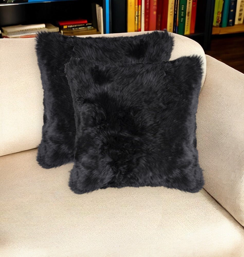 Black Sheepskin Throw Pillows – Luxurious Texture, Modern Edge