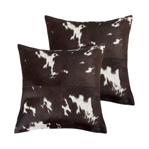Chocolate & White Cowhide Throw Pillows – Luxe Texture in Rich Neutrals