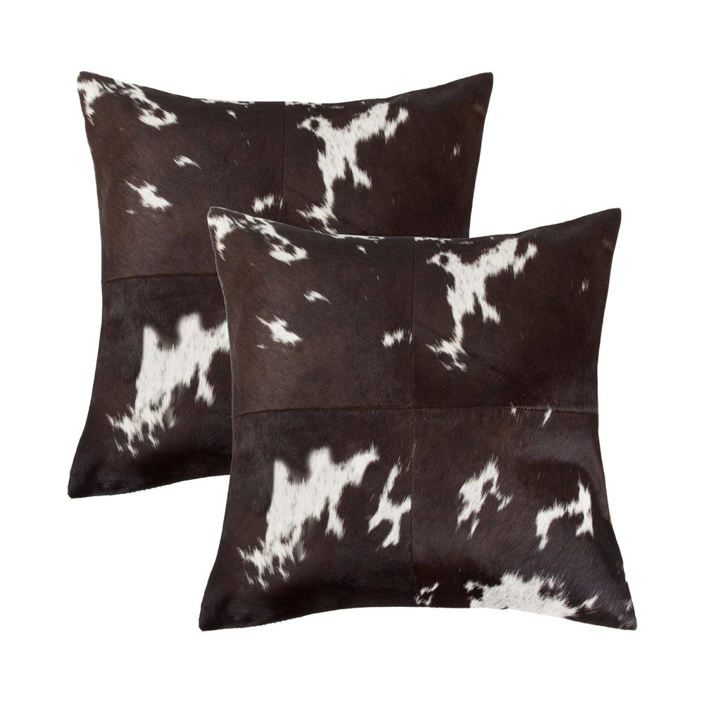 Chocolate & White Cowhide Throw Pillows – Luxe Texture in Rich Neutrals
