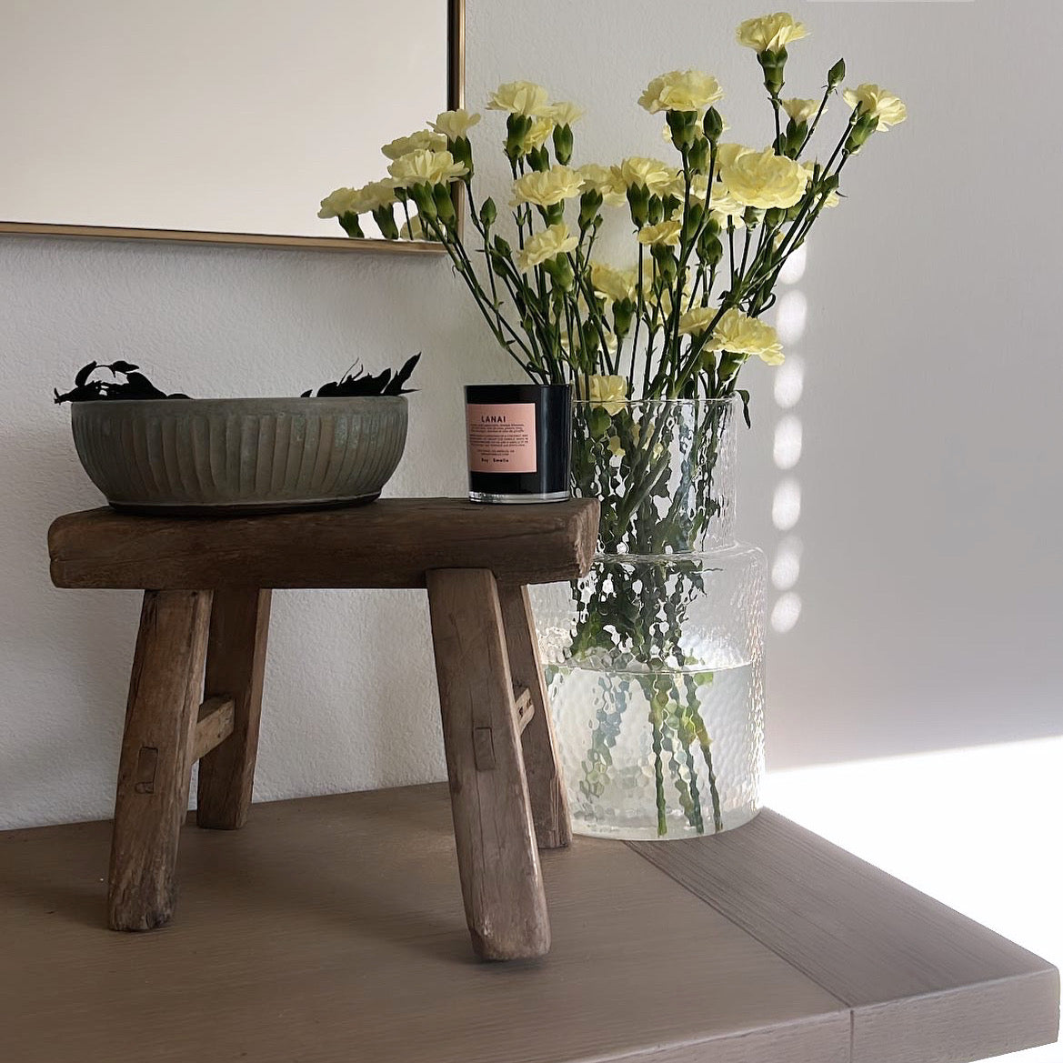 Century-Old Handmade Raw Wood Stool