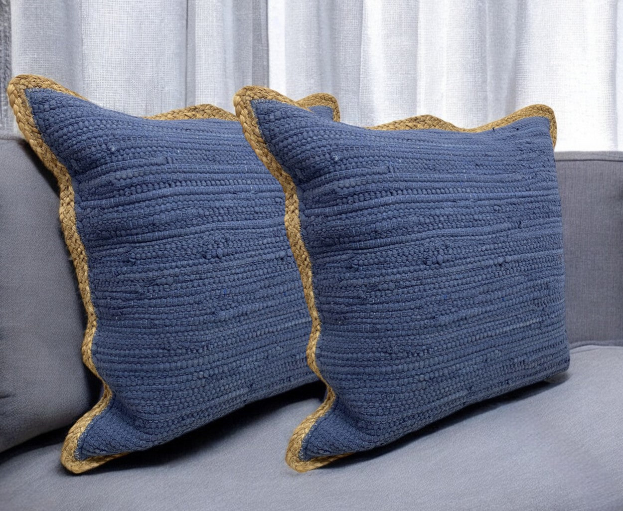 Bohemian Hand-Woven Cotton & Jute Throw Pillow Set (Set of 2)