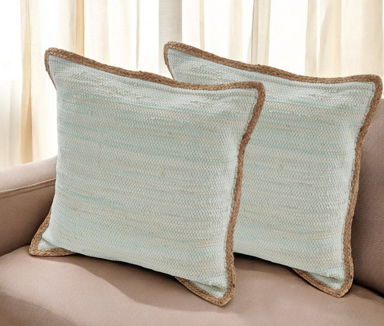 Bohemian Hand-Woven Cotton & Jute Throw Pillow Set (Set of 2)