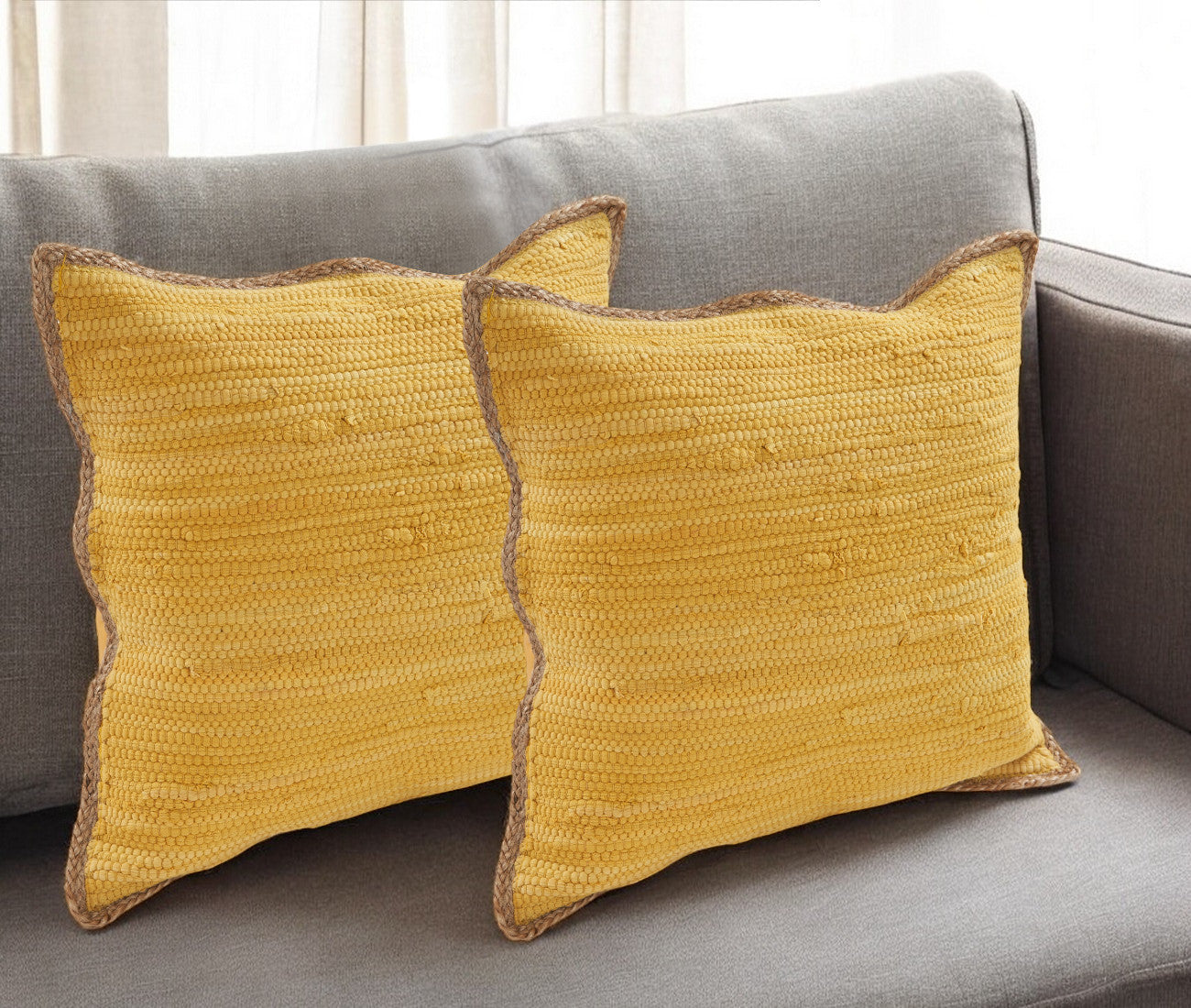 Bohemian Hand-Woven Cotton & Jute Throw Pillow Set (Set of 2)