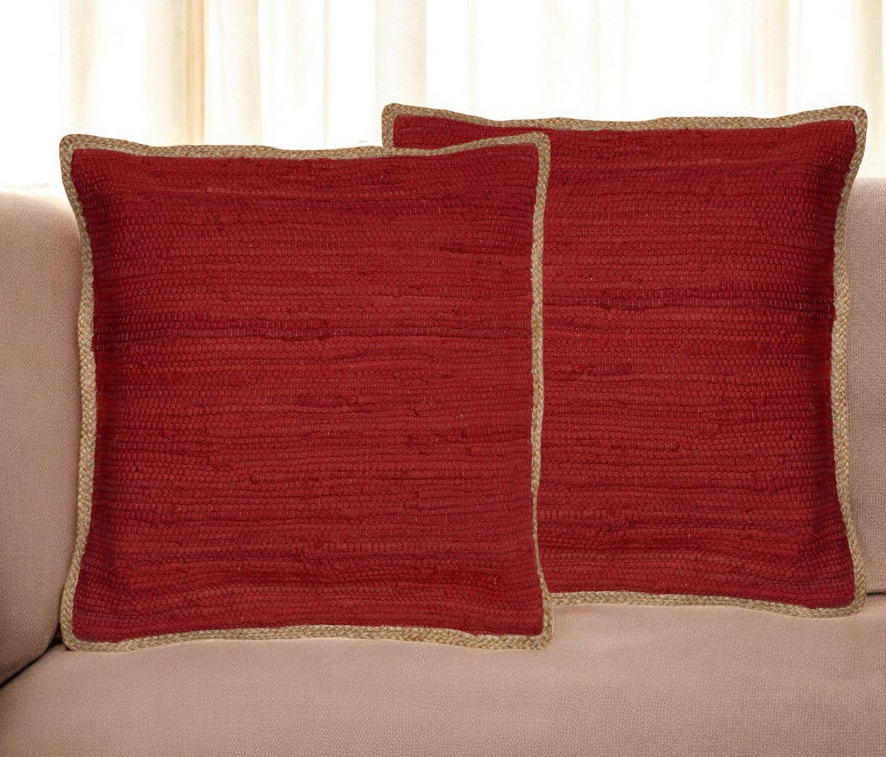 Bohemian Hand-Woven Cotton & Jute Throw Pillow Set (Set of 2)