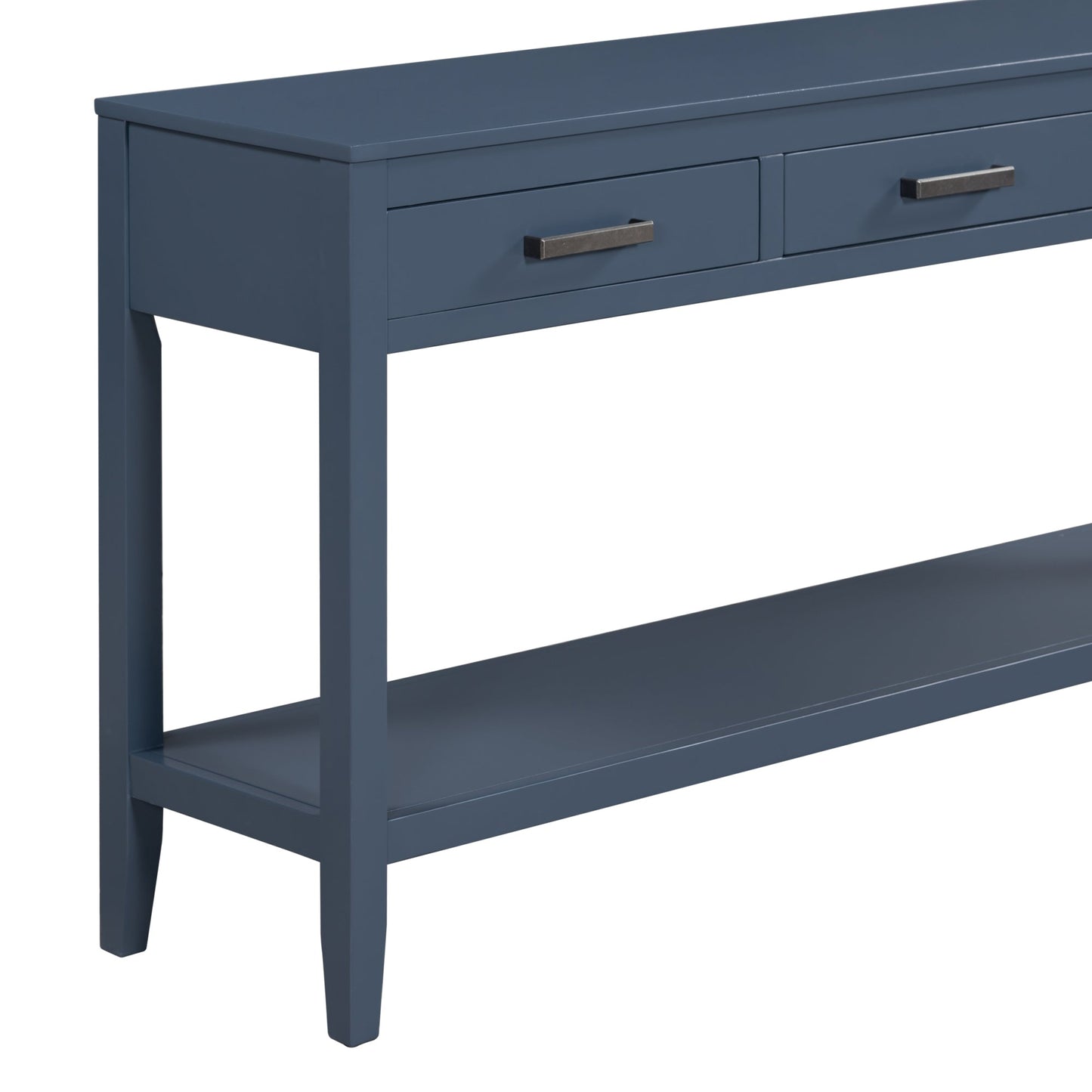 Navy Blue Console Table with Drawers & Shelf | Minimalist Sofa Table