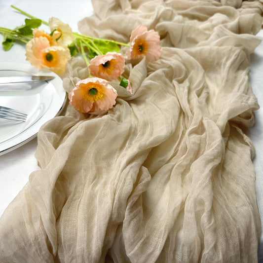 Boho Cheesecloth Table Runner | Long Gauze for Wedding & Holiday Decor