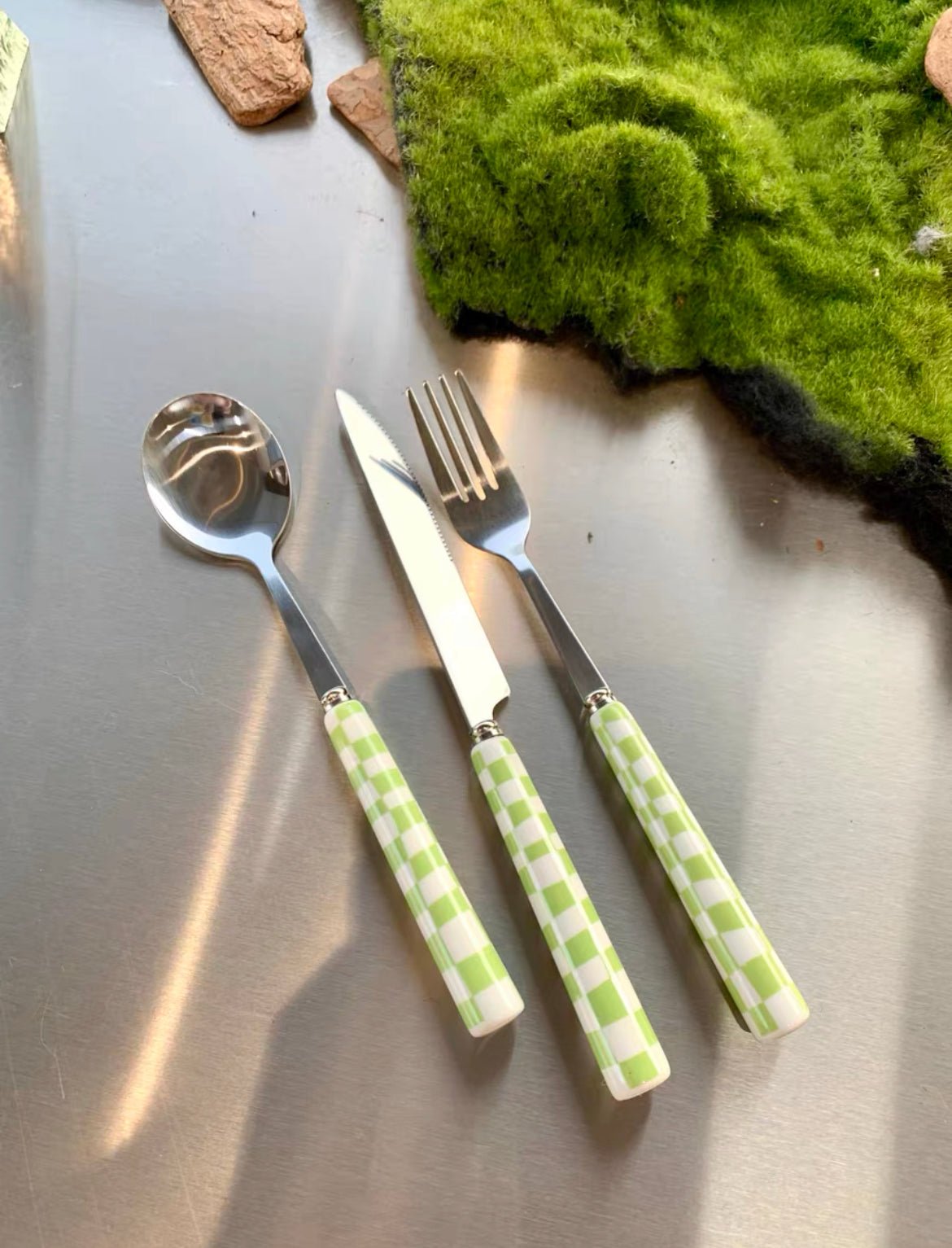 Modern Checkered Flatware Set – 6-Pack (4-Piece Kit) – Sleek & Stylish Cutlery