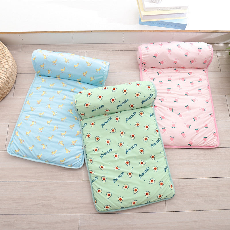 Ice Silk Cooling Pet Mat with Non-Slip Bottom & Pillow
