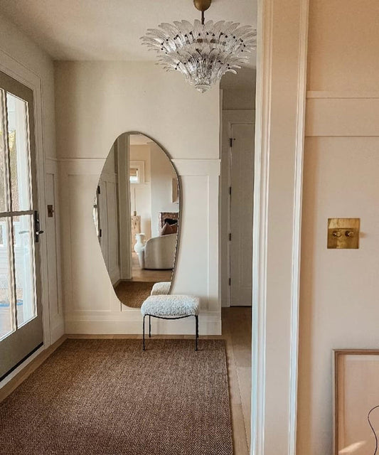 Asymmetrical Wooden Framed Wall Mirror