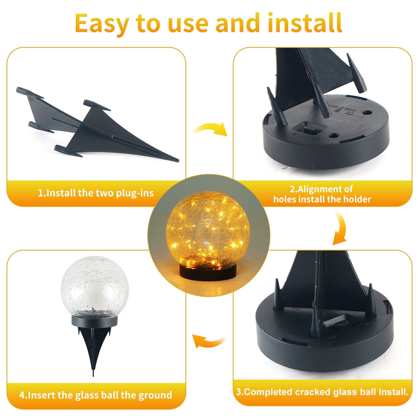 Solar-Powered Cracked Glass Ball Lights