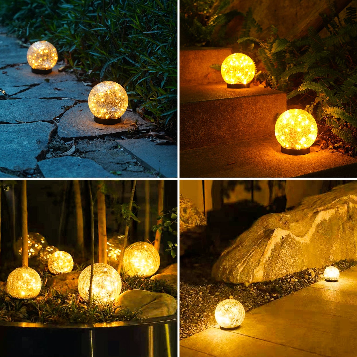 Solar-Powered Cracked Glass Ball Lights
