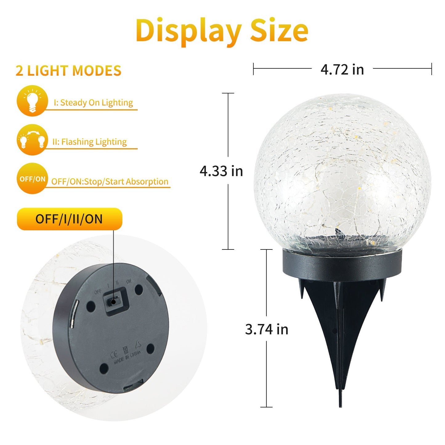 Solar-Powered Cracked Glass Ball Lights