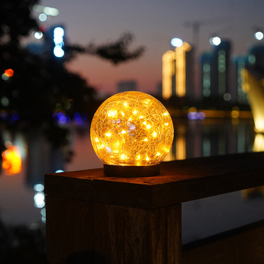 Solar-Powered Cracked Glass Ball Lights