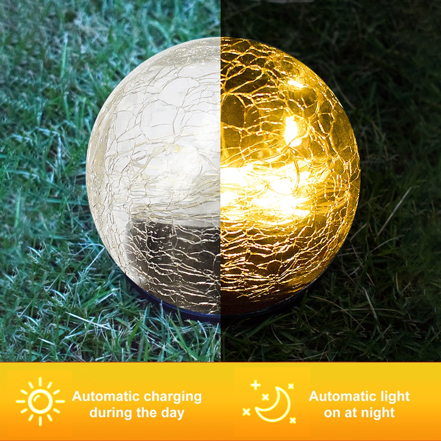 Solar-Powered Cracked Glass Ball Lights