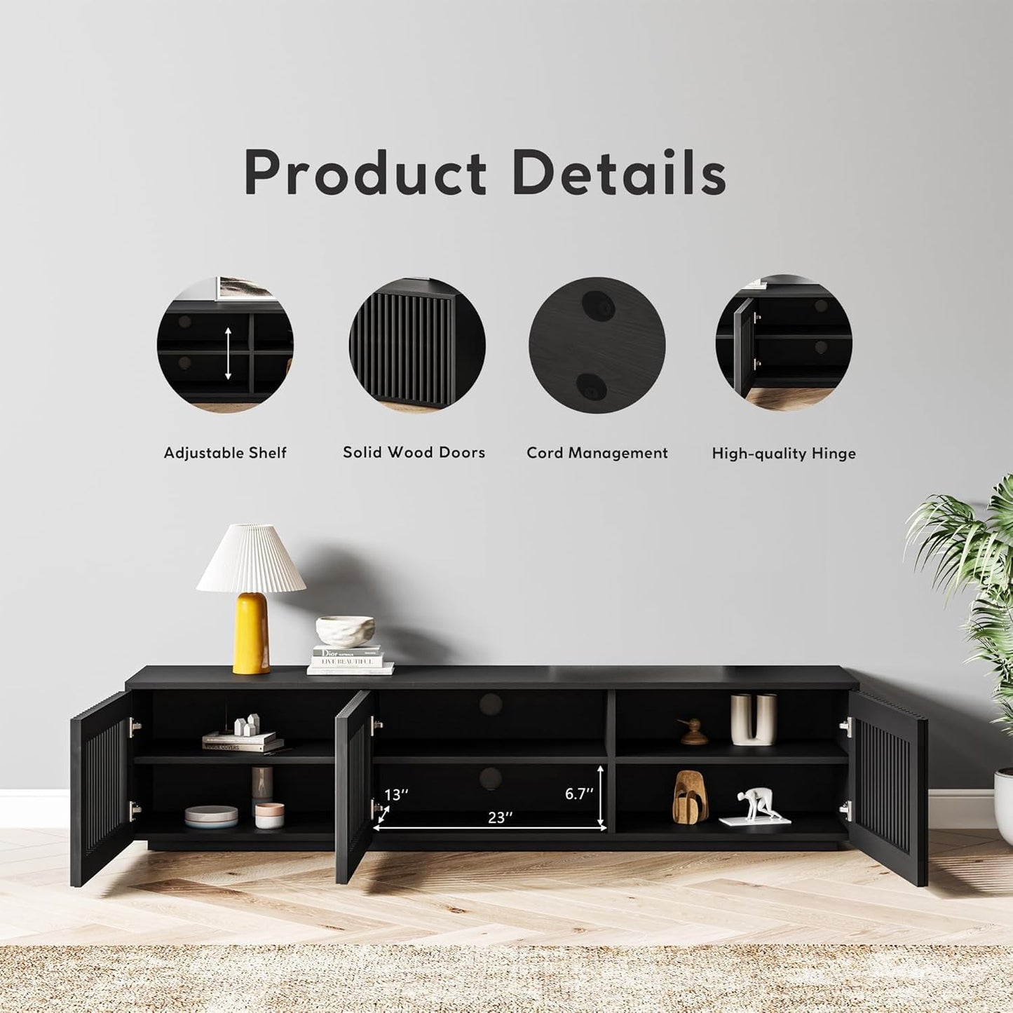 Mid-Century Modern Solid Wood TV Stand for TVs up to 65 Inches
