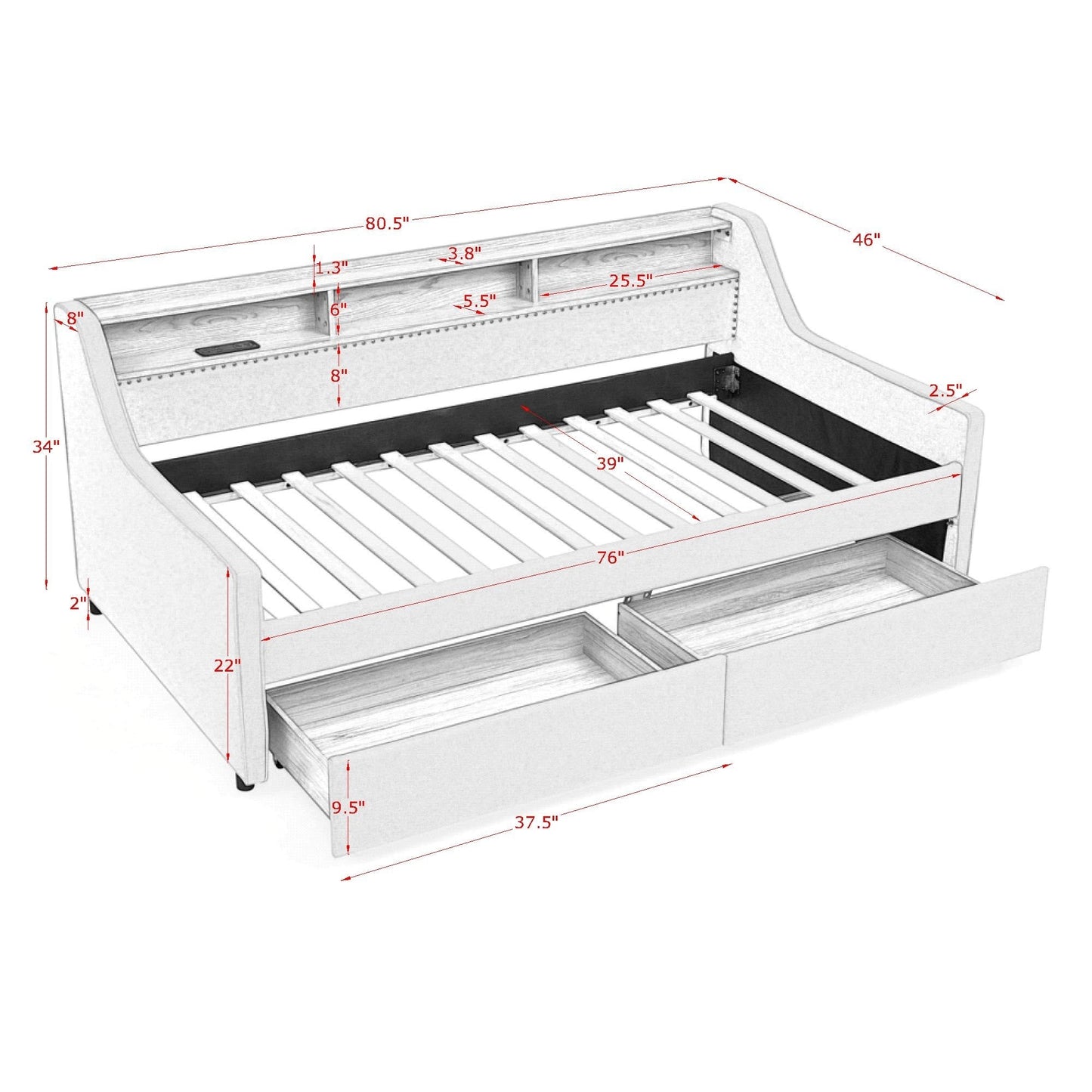Modern Twin Bed Frame with Headboard Storage and RGB Lights Decor Moxie Home Finds