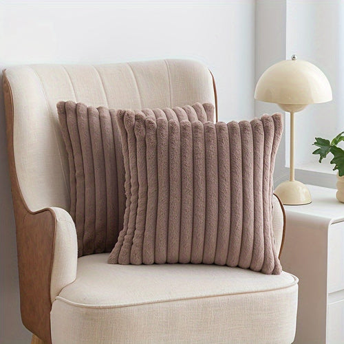 Luxury Plush Faux Fur Pillow Covers with Zipper Closure | Set of 2