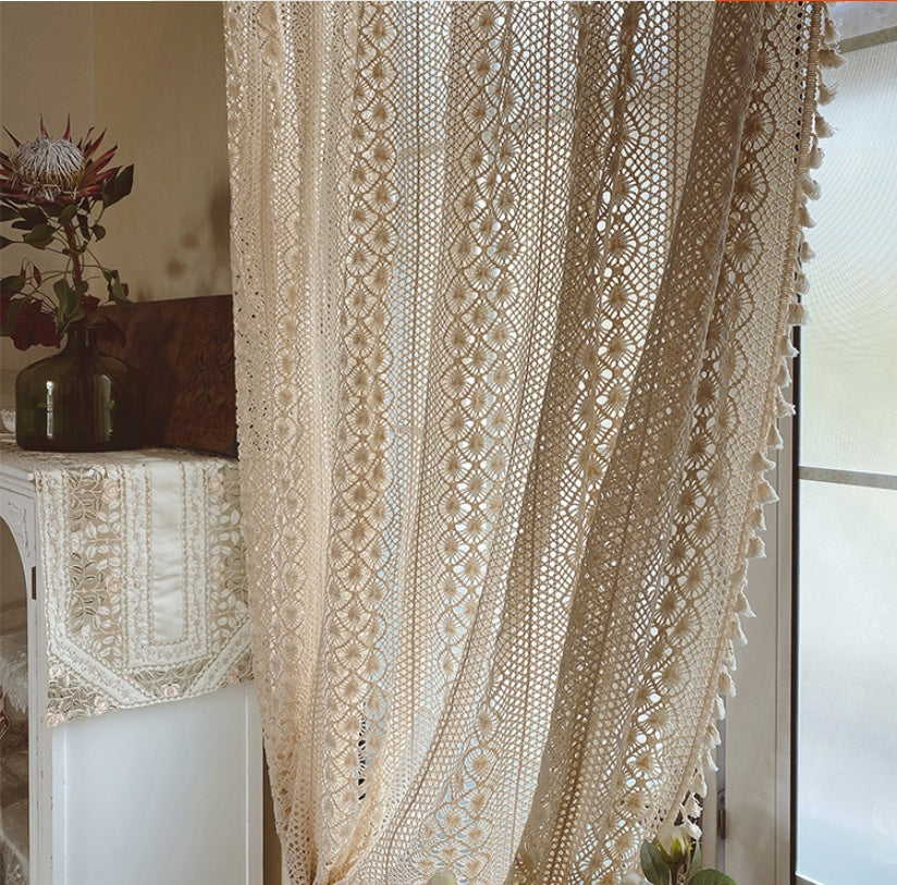 LaceHarvest™ Crochet Curtain | Semi-Sheer Farmhouse & Boho Style