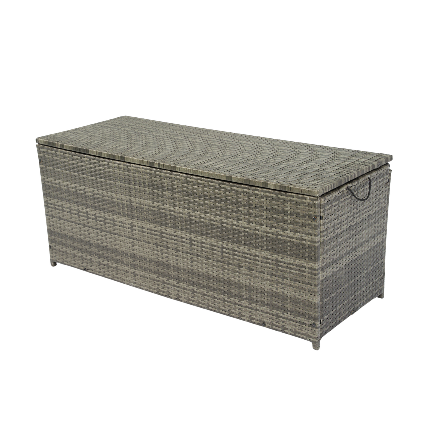 113 Gallon Rattan Deck Box Outdoor Storage Trunk Grey Wicker Patio Side Table