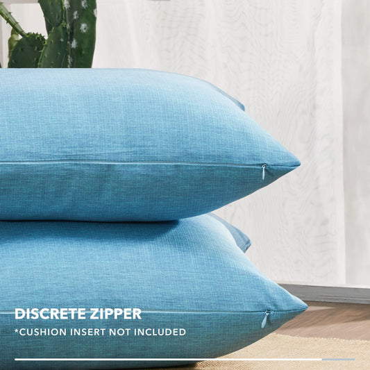 Set of 4 Solid Color Faux Linen Pillow Covers