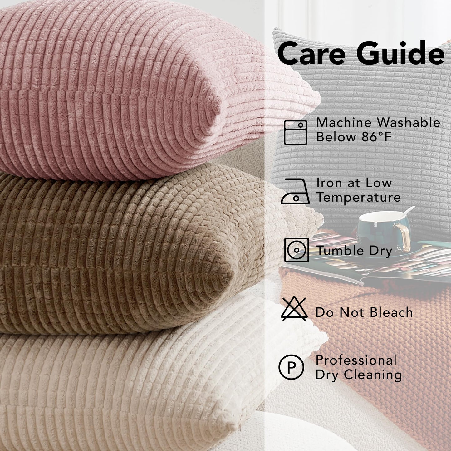 Soft Corduroy Throw Pillow Covers for Modern & Classic Homes | 4PCS