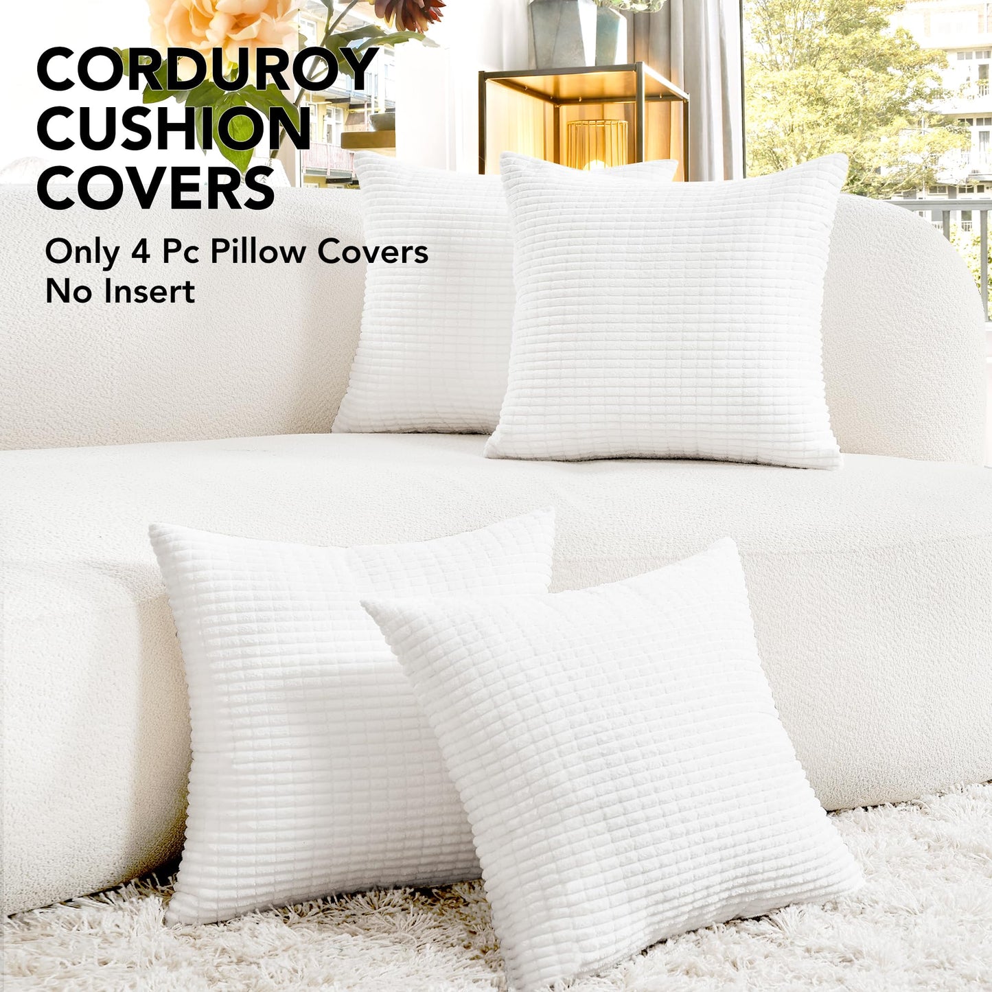 Soft Corduroy Throw Pillow Covers for Modern & Classic Homes | 4PCS