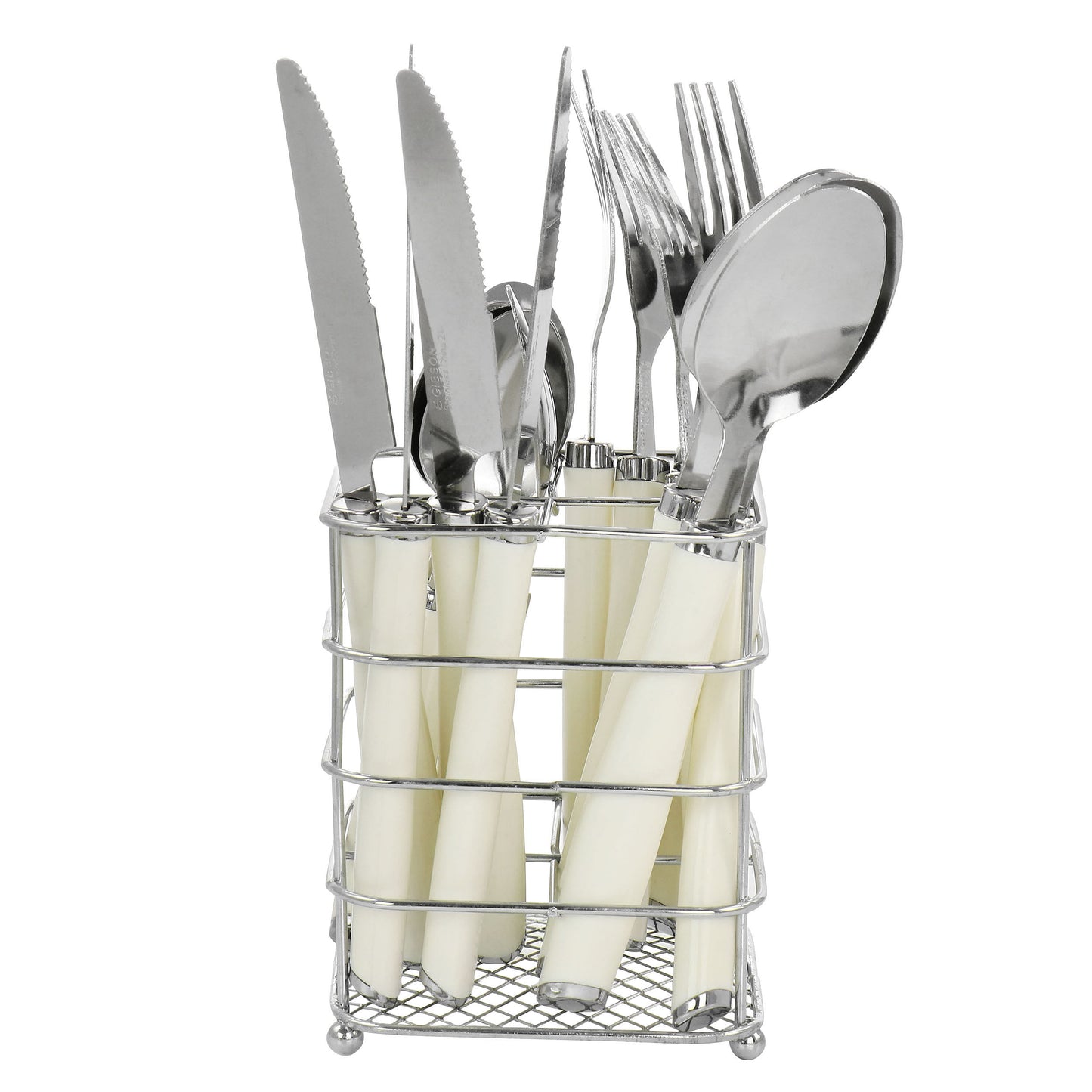 Durable Stainless Steel Flatware with Plastic Handles – 16 Pieces