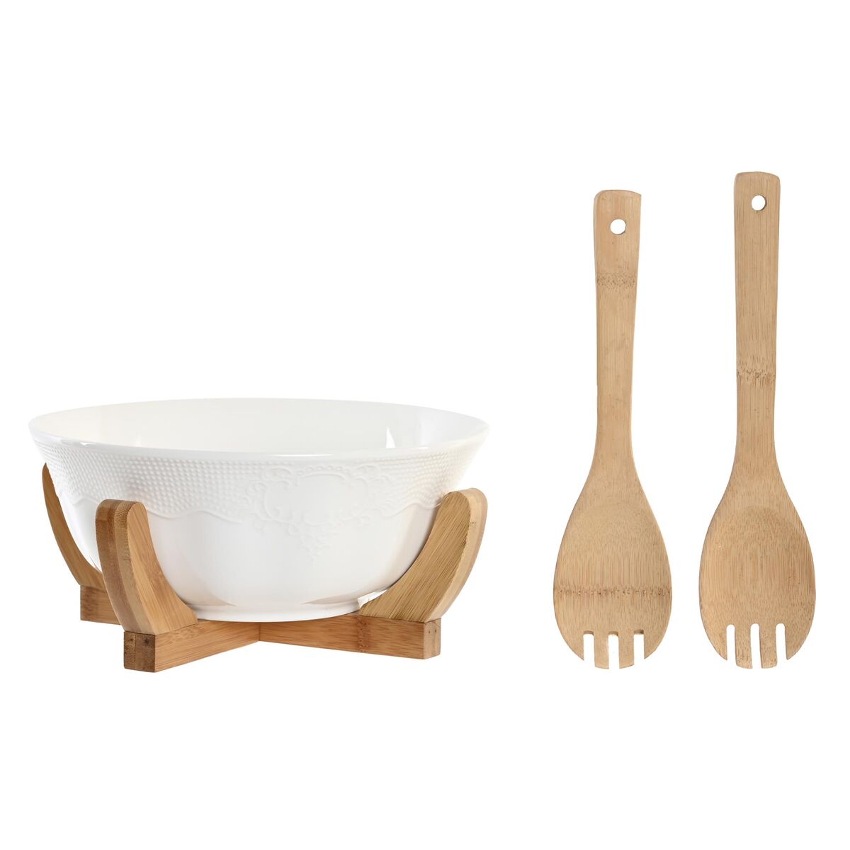 Salad Bowl Home Decor Natural Porcelain White 3Pc