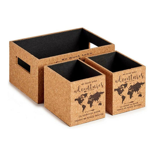 Set of Cork World Map Boxes