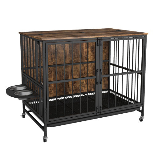Stylish Dog Cage Furniture for Large Dogs – Antique Brown Finish