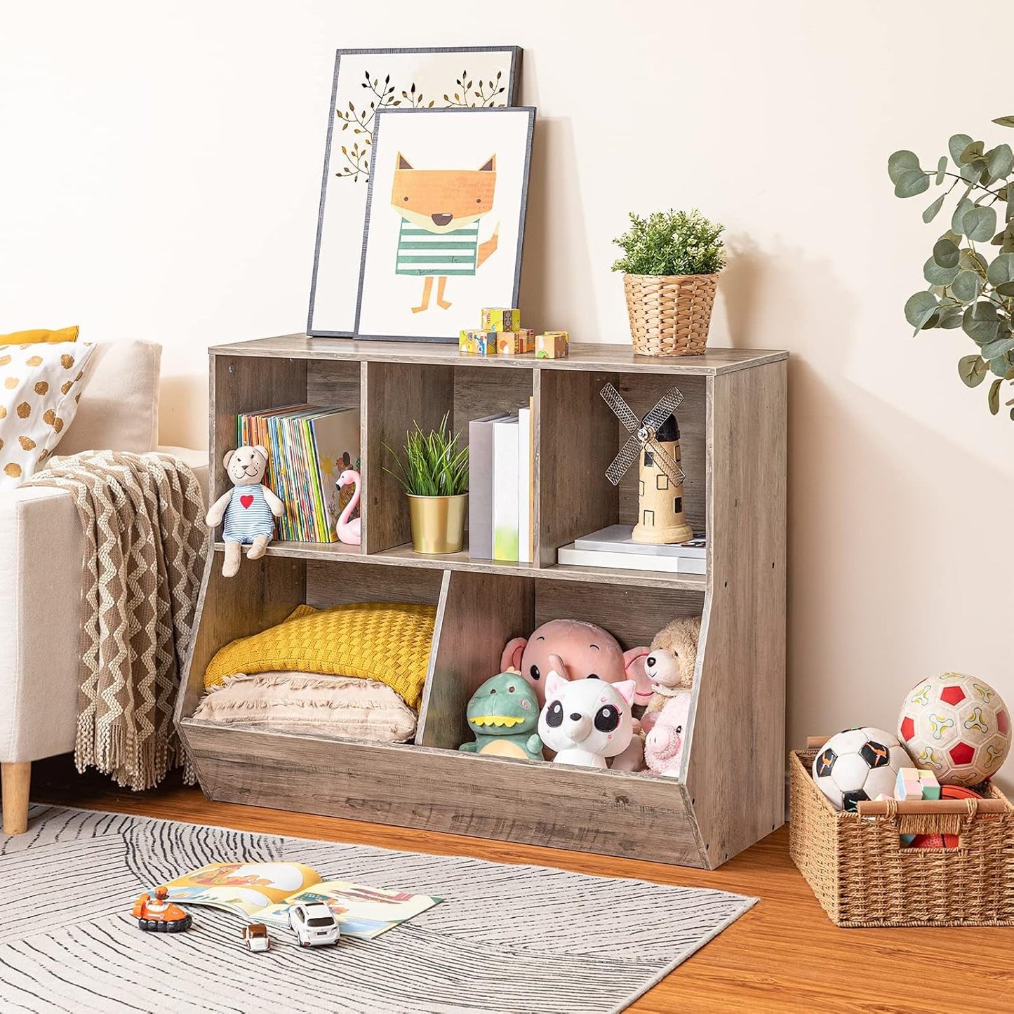 Greige Toy Storage Organizer for Playrooms & Nurseries