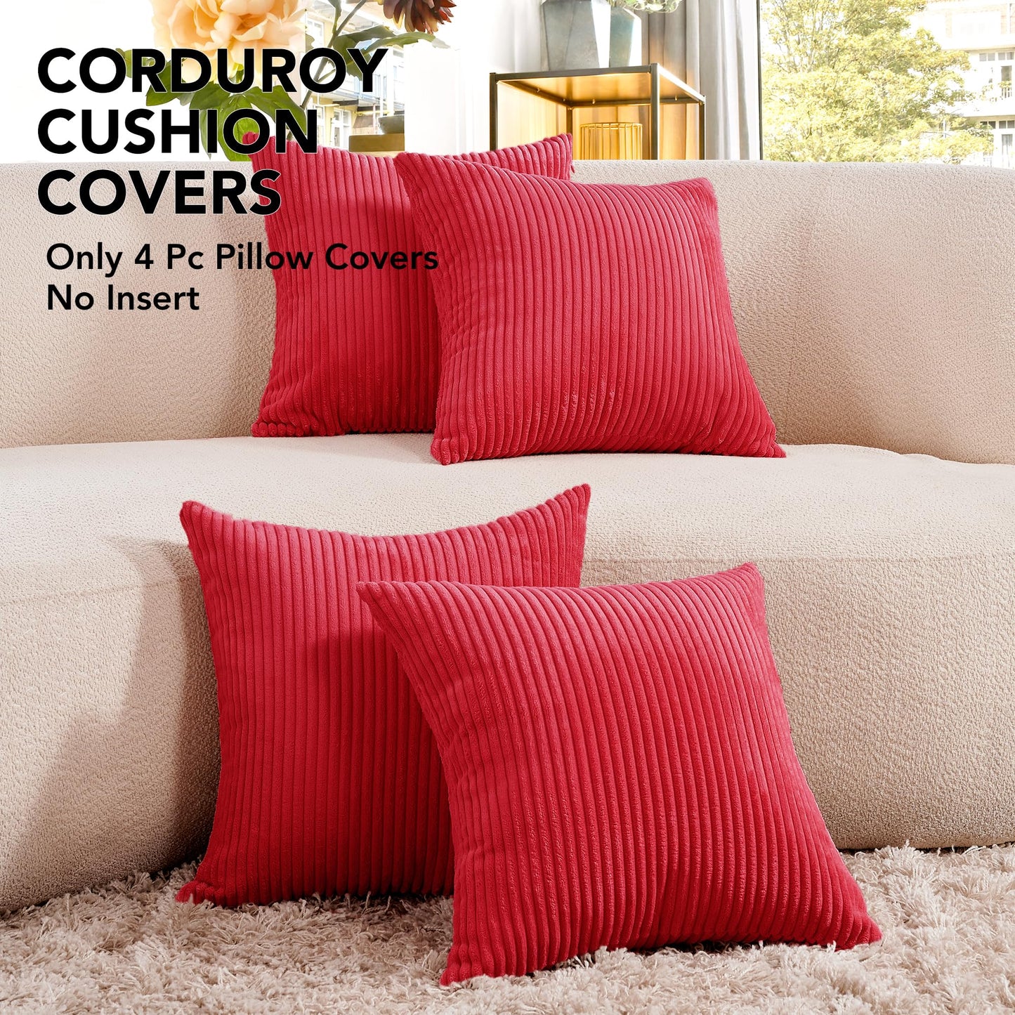 Soft Corduroy Throw Pillow Covers for Modern & Classic Homes | 4PCS