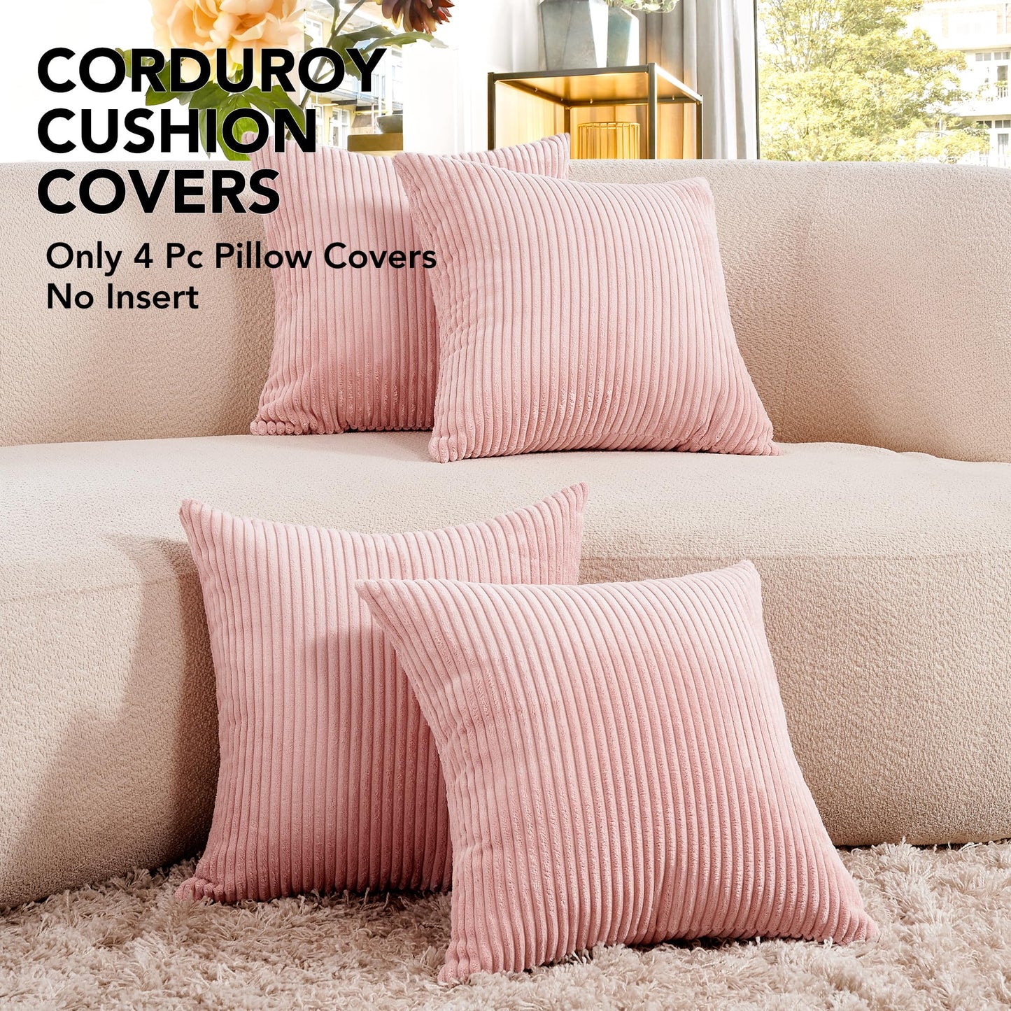 Soft Corduroy Throw Pillow Covers for Modern & Classic Homes | 4PCS