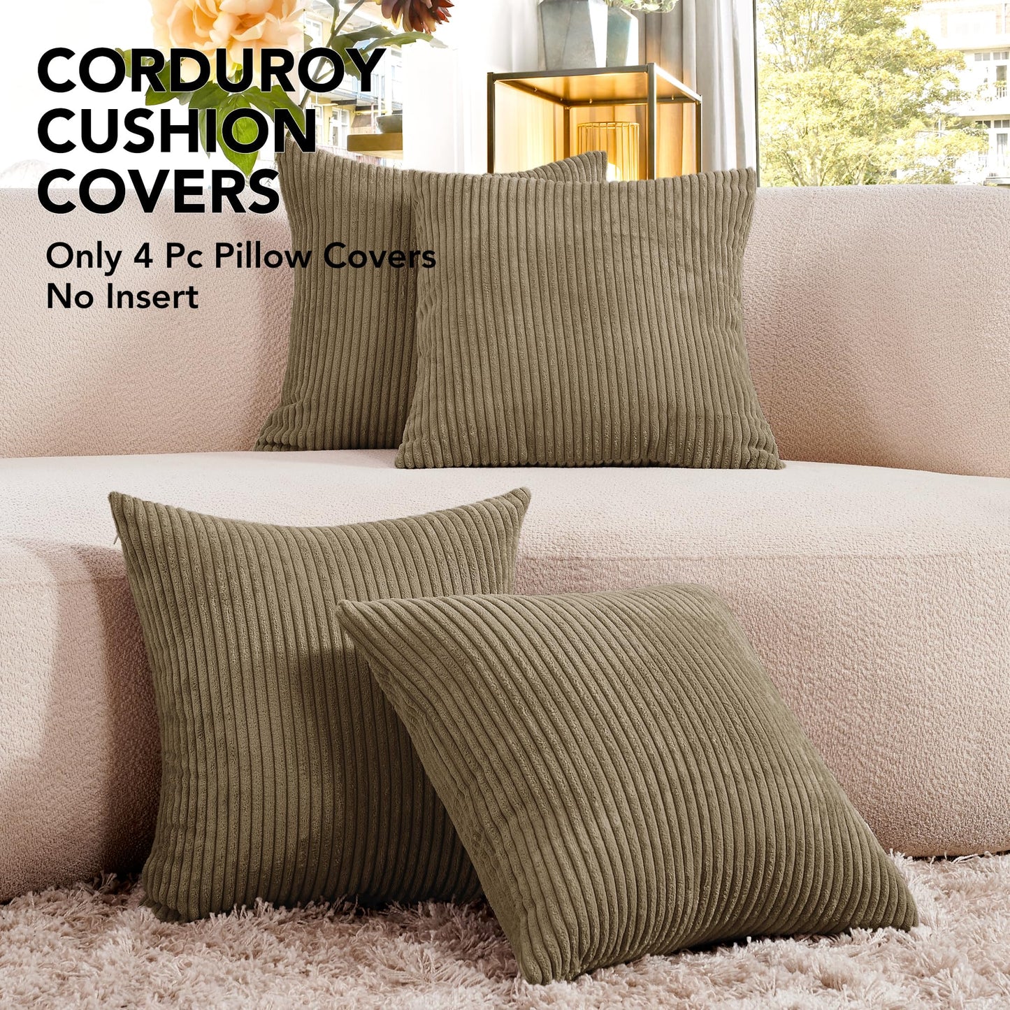 Soft Corduroy Throw Pillow Covers for Modern & Classic Homes | 4PCS