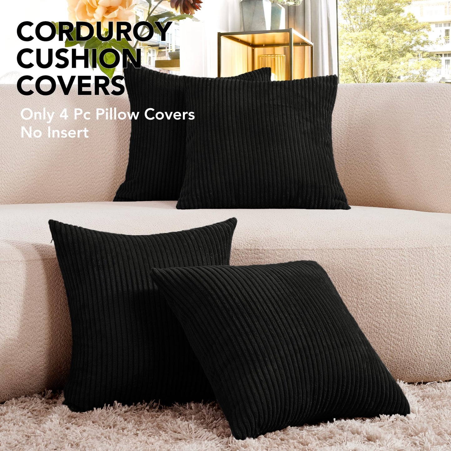 Soft Corduroy Throw Pillow Covers for Modern & Classic Homes | 4PCS