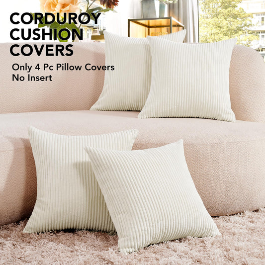 Soft Corduroy Throw Pillow Covers for Modern & Classic Homes | 4PCS