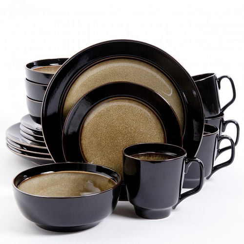 Bella Galleria Taupe & Black Dinnerware Set