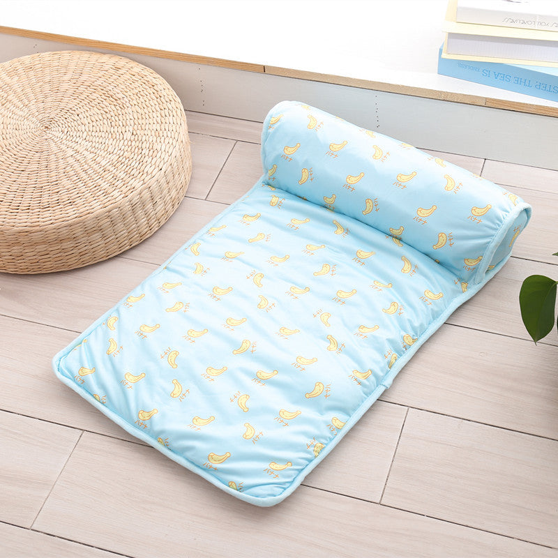 Ice Silk Cooling Pet Mat with Non-Slip Bottom & Pillow