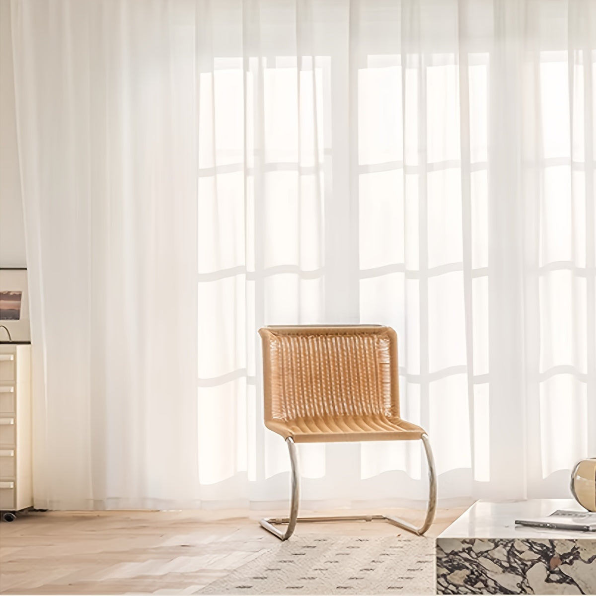 Country Rustic White Yarn Semi-Sheer Curtains