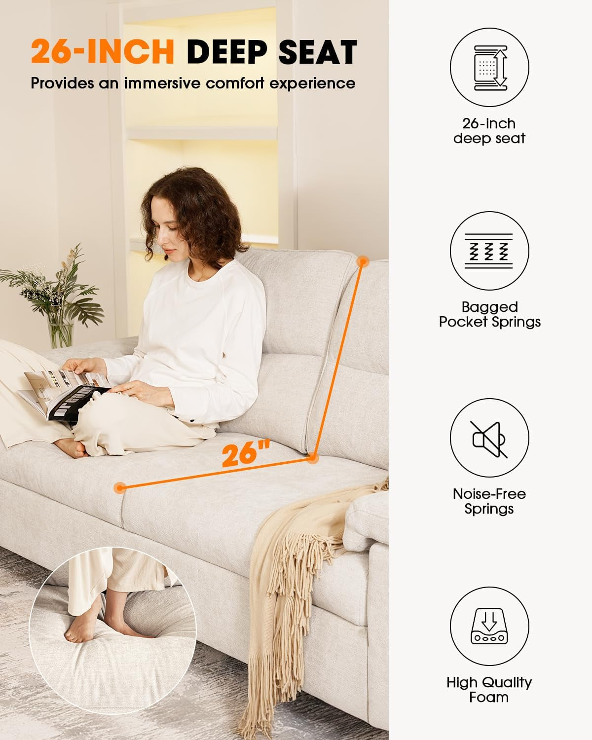 Modern Apartment Loveseat with Adjustable Arms | Tool-Free Assembly