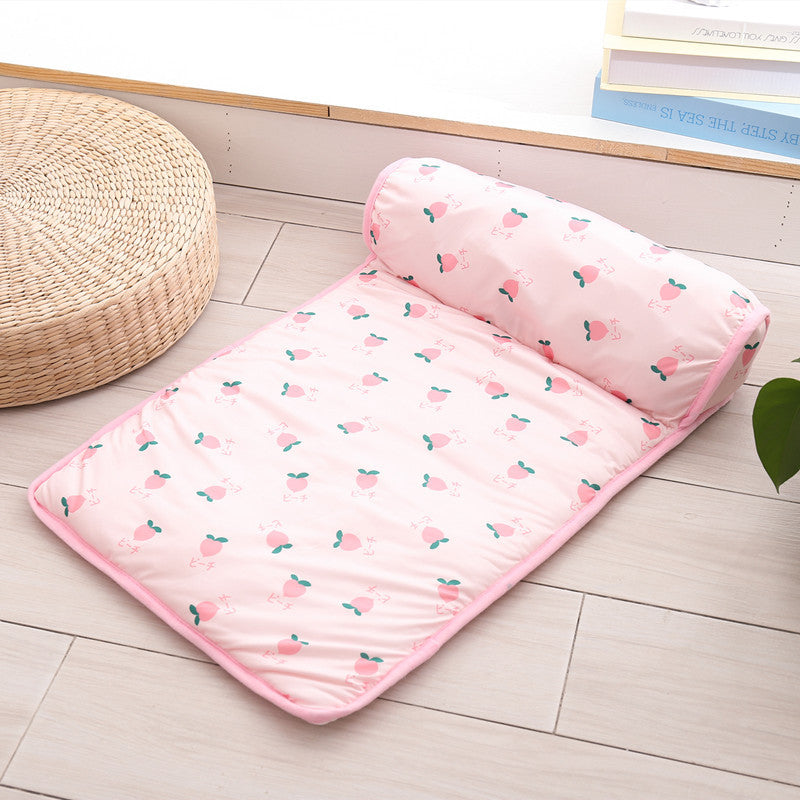 Ice Silk Cooling Pet Mat with Non-Slip Bottom & Pillow