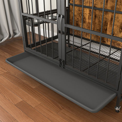 Stylish Dog Cage Furniture for Large Dogs – Antique Brown Finish