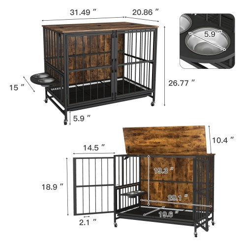 Stylish Dog Cage Furniture for Large Dogs – Antique Brown Finish