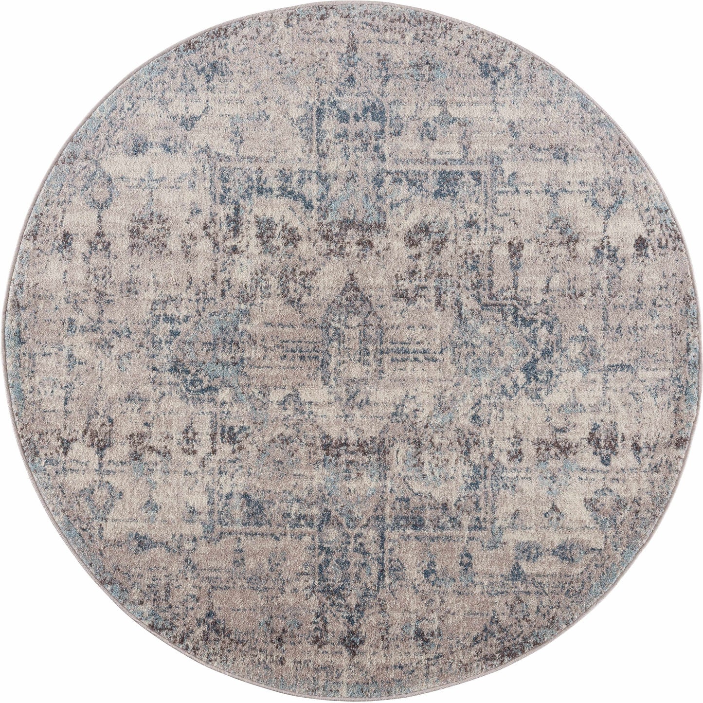 Orrick Modern Farmhouse Medallion Rug – Soft Gray & Cream Persian Design