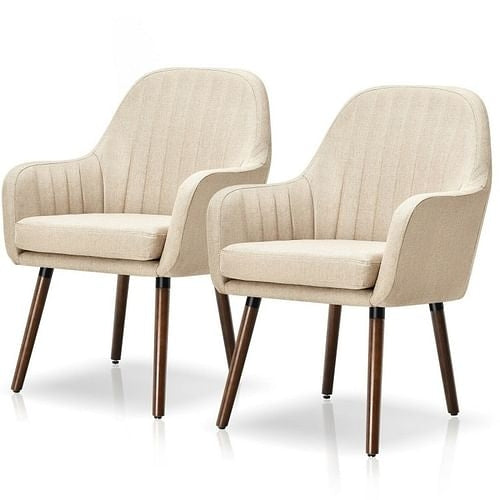 Retro-Style Off-White Accent Chairs (Set of 2)